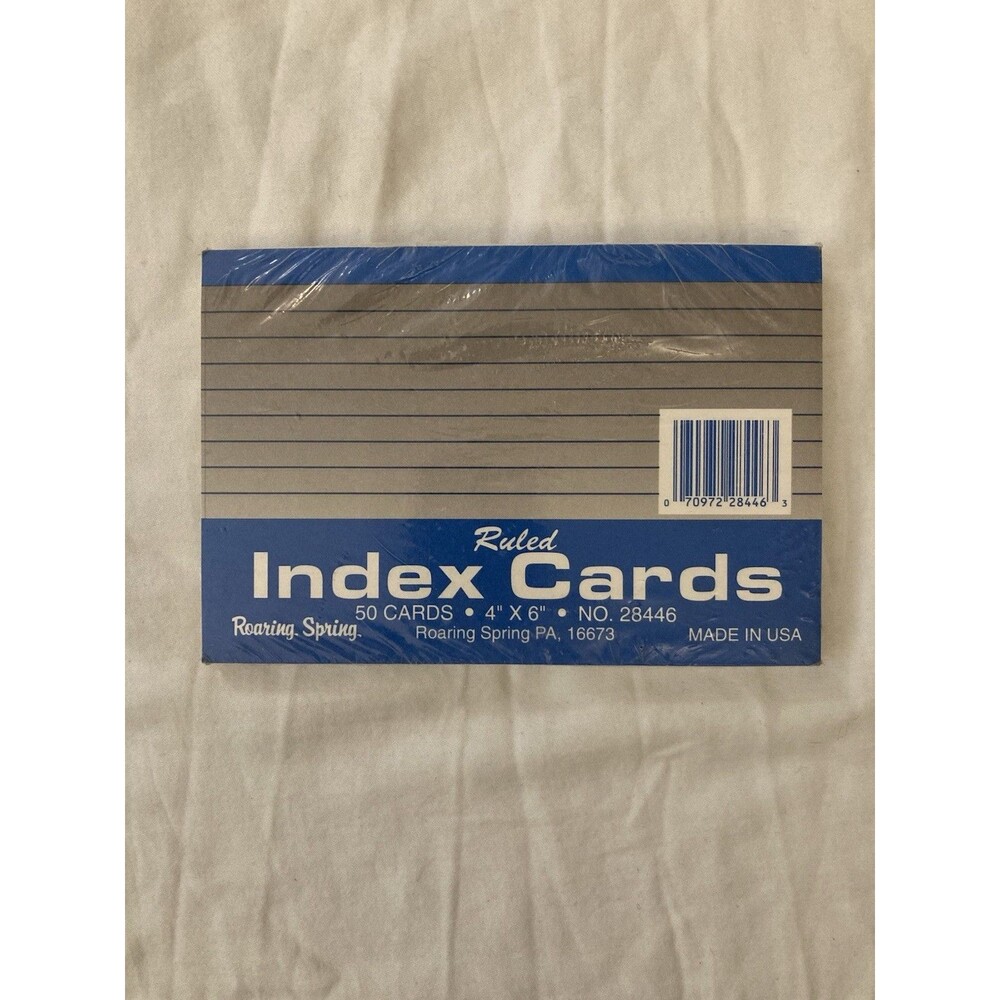 Roaring Spring Ruled Index Cards 4"X6" White | 50 in Pack | School, Office